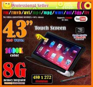 New Real 8GB 4.3 WQVGA Touch Screen  MP4 MP5 RMVB RM Video Player 