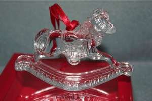 Gorham Babys First Christmas Rocking Horse Glass Ornament NEW  
