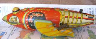 Vintage 1930s Marx Buck Rogers Tin Wind Up Rocket Ship toy  