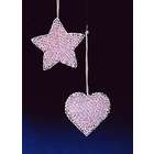   Set Of 2 Iridescent Glitter Star & Heart Christmas Ornaments #H3861