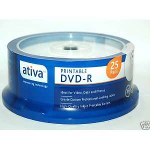  AtivaTM Inkjet Printable DVD R Recordable Media Spindle, 4 