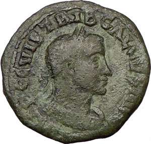   GALLUS 252AD Viminacium LEGION Rare Big Ancient Roman Coin LION BULL
