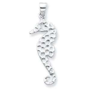    Sterling Silver Polished & Textured Seahorse Pendant Jewelry