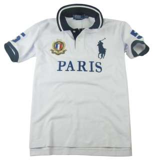 city paris custom fit polo white short sleeve big pony mens shirts 