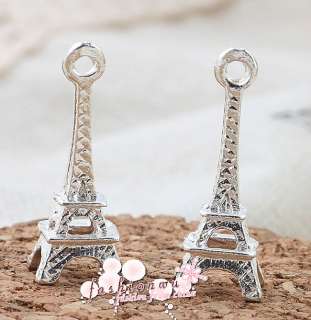 100 Pcs Silver Plated Stylish 3D Paris Eiffel Tower Alloy Small Charm 
