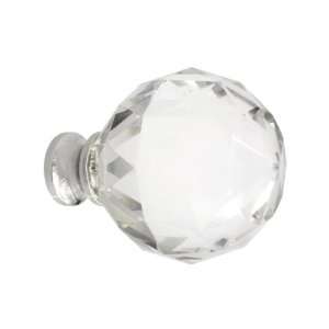 Large Globe Style Cut Crystal Knob With Solid Brass Base in Polished 