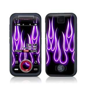  Purple Neon Flames Design Skin Decal Sticker for Motorola Rival 