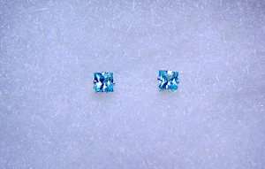  Square Earrings Set in S/S, Cambodia, .40 Carats, VVS, 3 mm Squares