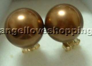 10mm coffee color south sea shell pearls s925 stud earring