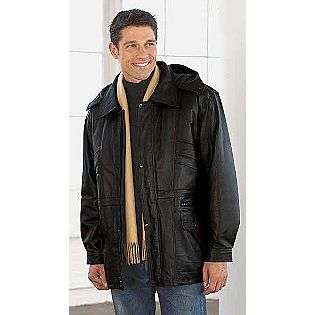 Mens Leather Hooded Parka  Excelled Clothing Mens Outerwear 