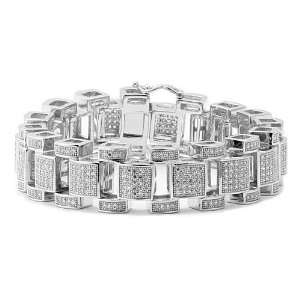    Mens Platinum Style Iced Out Micro Pave CZ Bracelet: Jewelry