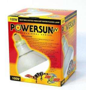 100W POWERSUN UV MERCURY VAPOR SPOT LAMP Zoo Med Laboratories Heat 