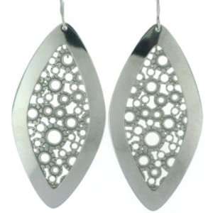 Filigree Design Marquis Shaped Stainless Steel Dangle Earring