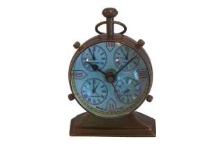 Inch Antique Brass Clock with 5 Faces on Stand   Brand New   Ships 
