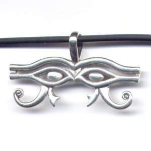 Sterling Silver Eyes of Horus Pendant 16 Black Cord Necklace Egyptian 