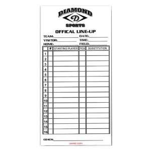  Diamond Softball Baseball Lineup Cards   PACKAGED IN SETS 