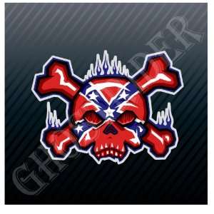  Rebel Skull Flag Crossbones Car Trucks Sticker Decal 