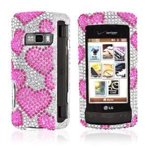    for LG EnV Touch Bling Hard Case Gems PINK HEART CLEAR Electronics