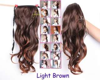 Long Wavy Curly Ponytail Pony Hair Wig Light Brown(USA Seller)  