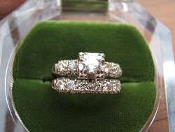 Vintage 14K White gold Diamond Engagement Wedding Ring Size 7.5 M3 