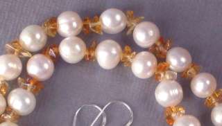 Set FW White Pearls 9mm with Citrine gemstone  