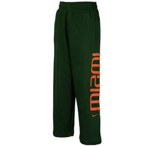  Nike Miami Hurricanes Youth Green Fleece Sweatpants (Small 