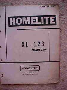 Homelite Chain Saw Parts List XL   123 Machine y  