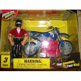 Adventure Wheels Blue Dirt bike With Male Rider and Red Toolbox