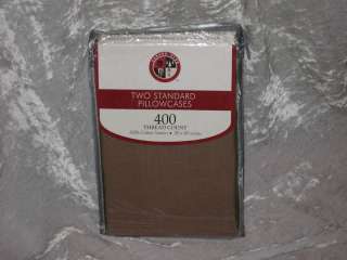 Brown Standard Pillow Cases 400 TC Cotton Sateen NEW!  