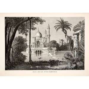  1881 Wood Engraving Grand Mogul Palace Park Architecture 