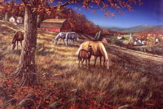JIM HANSEL HILLSIDE GATHERING Horse Farm Print  