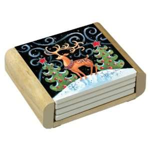  CounterArt Holiday Spirit Design Square Absorbent Coasters 