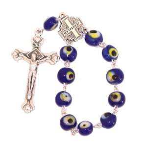  Blue eye glass beads Chaplet Rosary with Jerusalem Cross 