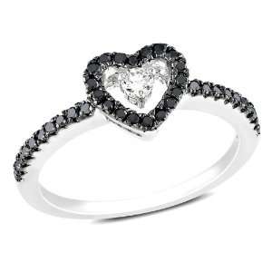   Silver 1/4 CT TDW Black and White Diamond Fashion Ring (G H, I3