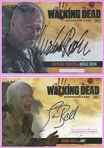 The Walking Dead Auto Card A9 Amy A13 A14 Merle Dixon Michael Rooker 