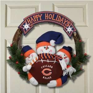  Chicago Bears Three Snowmen Happy Holidays Wreath Sports 