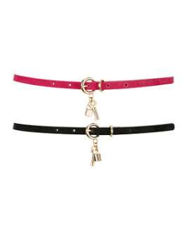 Mid Pink (Pink) 2pk Key Charm Skinny Belts  246902773  New Look