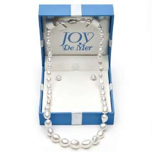   Pearl White Necklace and Earrings Set QSET 10024 AM Pearlzzz Jewelry