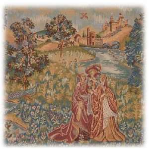 Authentic Imported Italian Tapestry   Romance By The River (20 x 20 