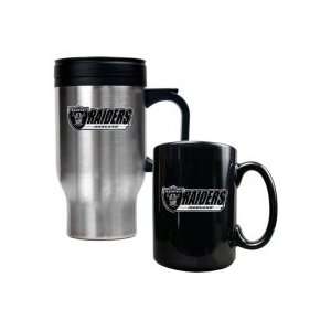  Oakland Raiders Travel Mug and Ceramic Mug Set Sports 
