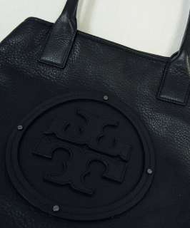 Tory Burch AUTH Stacked Logo Classic Black Leather Tote Bag $465 SALE 