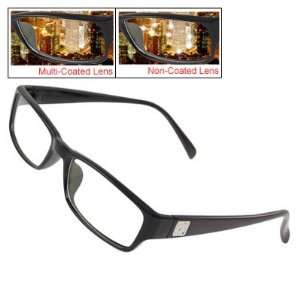  Black Plastic Frame Multi Coated Lens Plano Glasses: Health & Personal