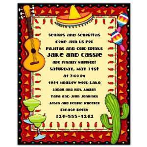  Fiesta Invitations   Mexican Party 8.5 x 11 Stationery 