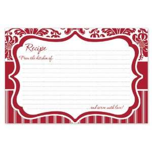   Red & White Damask 4 X 6 Recipe Cards   Pkg. Of 36: Kitchen & Dining