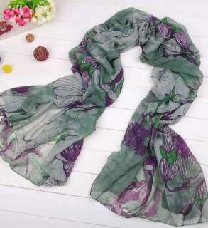 New begonia flower ink style cotton neck scarf shawl  