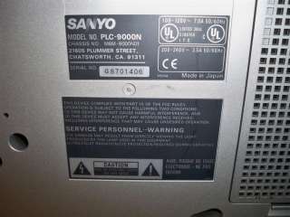 Sanyo PLC 9000N LCD Projector NO LENS LAMP TC PARTS/REP  