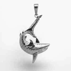LARGE TIGER SHARK charm,sterling silver 1.0x2.0 #5 5  