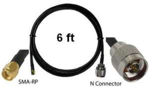 RP SMA Male to N type Male Pigtail Cable Connector 6ft  