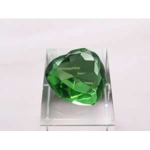  40mm Peridot Crystal Heart Diamond Jewel Paperweight