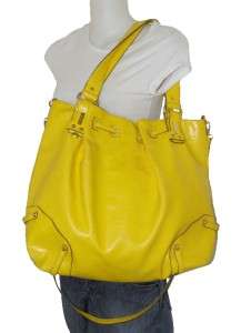 JESSICA SIMPSON YELLOW FAUX LEATHER EXTRA LARGE SHOPPER TOTE BAG 